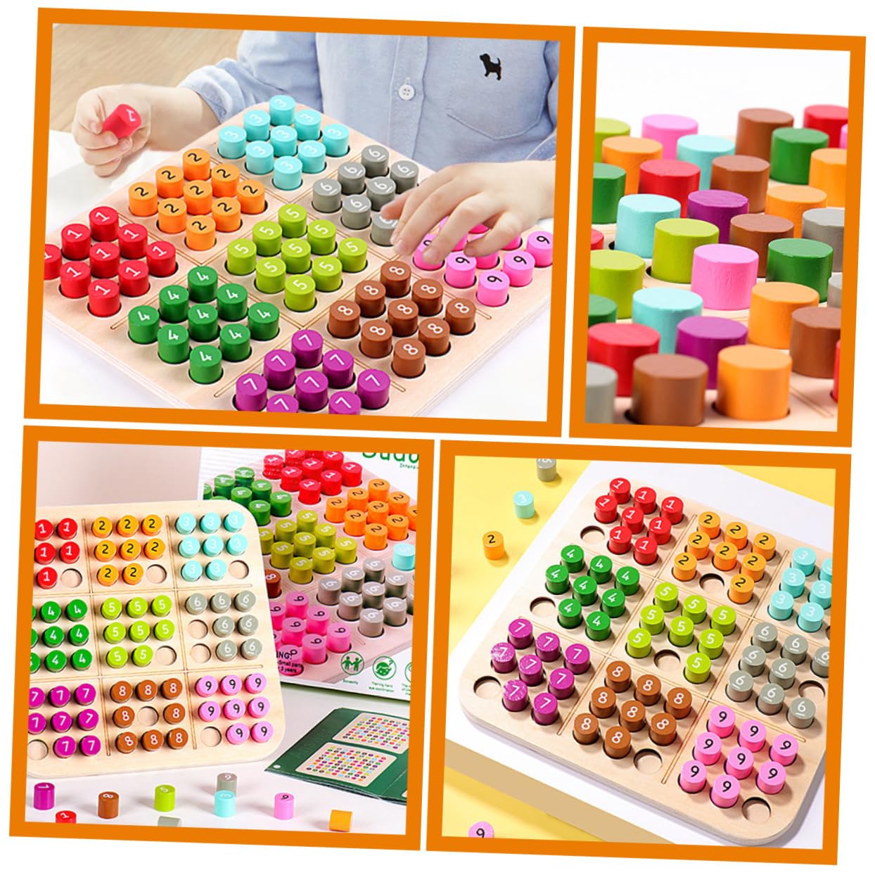 UPKOCH Holz Sudoku Brettspiel Lernspiel Denkspiel Holz Steckspiel Denkspiel für Vorschule Hand Augen Koordination und Gedächtnistraining Tragbar und Langlebig