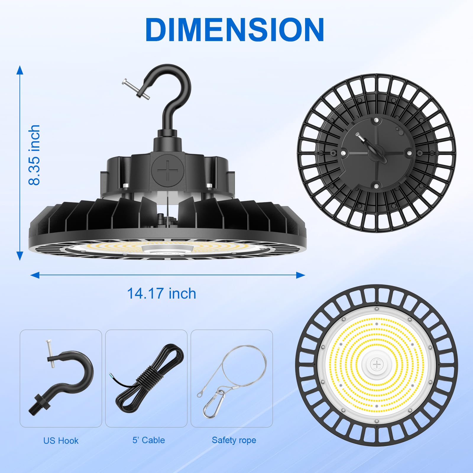 480 Volt LED High Bay Light 300W 240W 180W Adjustable ETL DLC Listed Industrial Grade UFO High Bay — view 7
