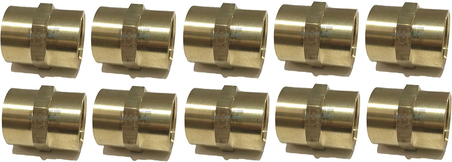 BRASS COUPLING 1" FEMALE NPT FNPT FUEL/AIR/WATER/OIL/GAS WOG (QTY 01)