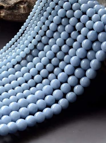 ABCGEMS - Cuentas de anhidrita azul cielo peruano, también conocido como angelita (dureza de Mohs 3.5), piedra curativa energética de chakras, para