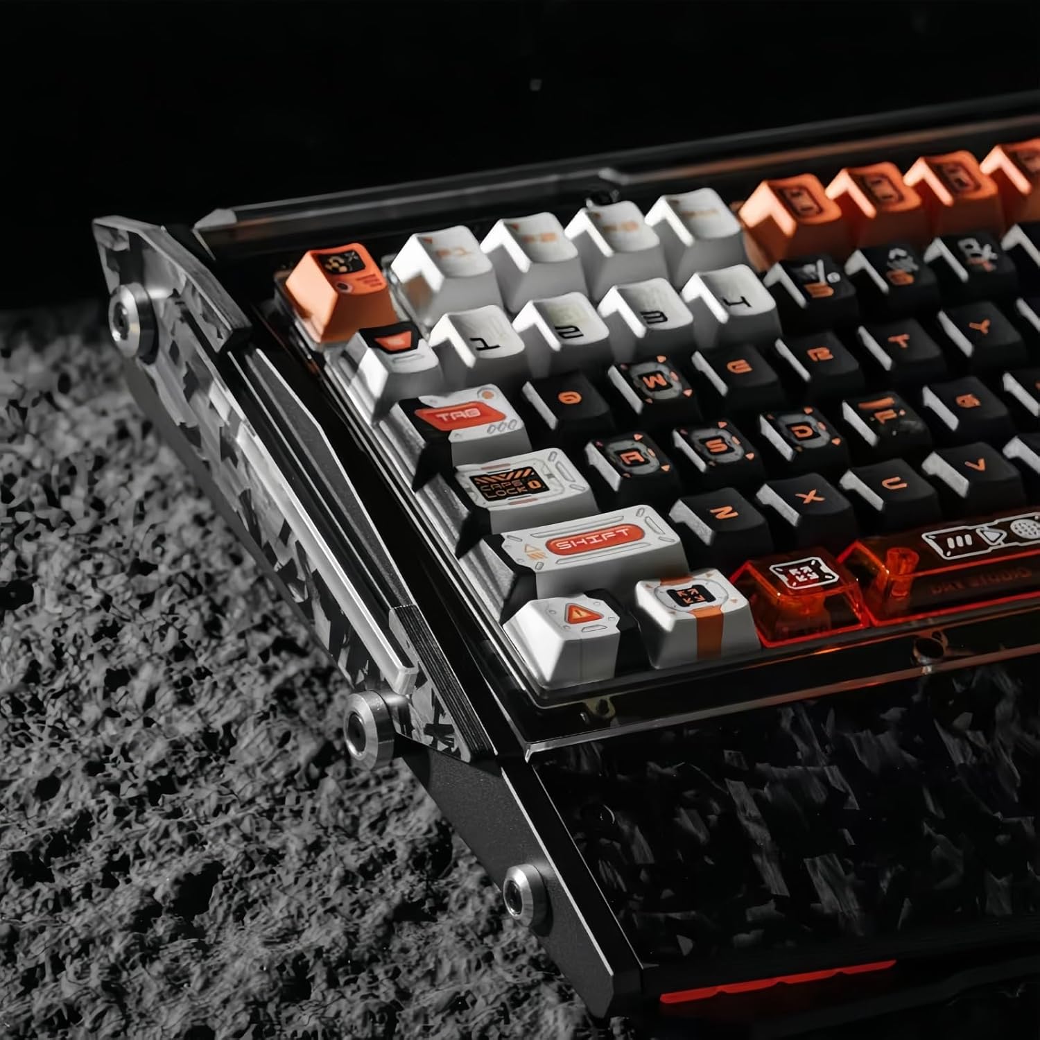 ULTRAEQUIP x PIIFOX Clear Keycaps + PBT Keycaps Set Transparent 182 Keys Side Printed Dye Sub Shine Through Keycaps Cherry Profile for MX Switch Mechanical Keyboard Key Cap