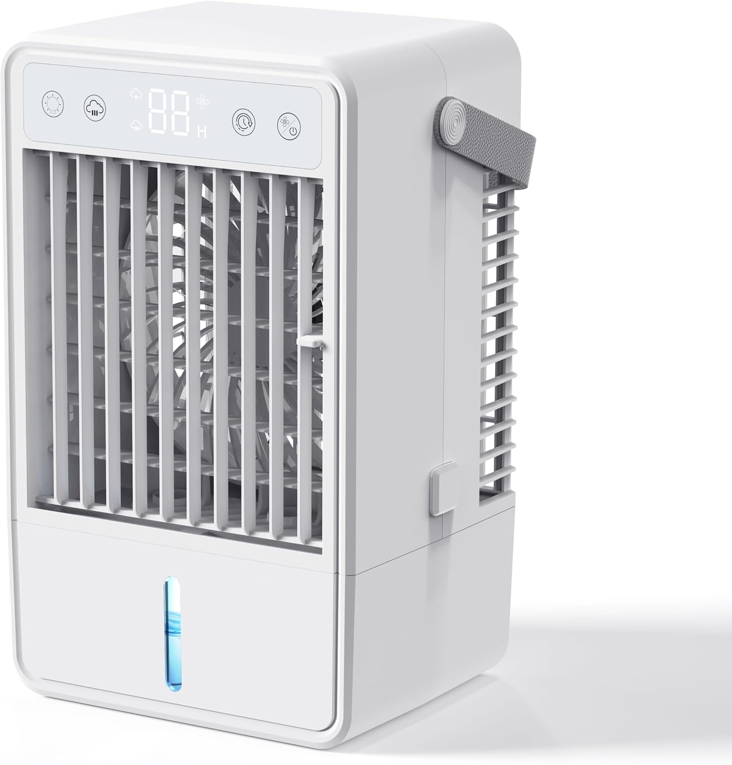 Portable Air Conditioners, Personal Mini Air Cooler Cooling Fan with 3 Speeds, 1L Evaporative Air Conditioner, 7 LED Light, 2 Cool Mist Air Conditioners Humidifier Fan Room Bedroom (Blue-WHITE)