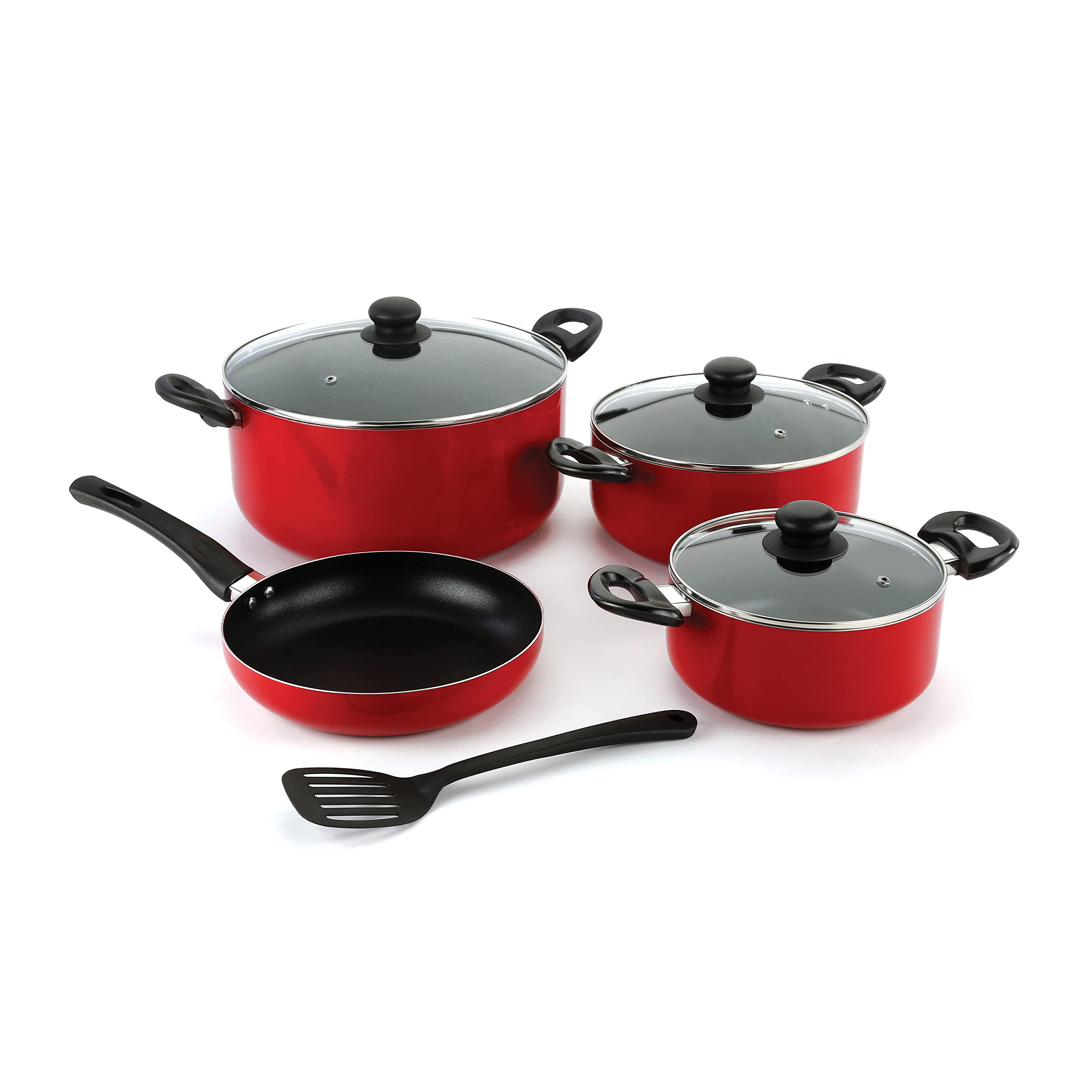 Delcasa8 Piece Non Stick Cookware Set DC2912 ceramic halogen gas hotplate Aluminum Body With 3 Layer Non Stick Coating, CD Bottom, Bakelite Handles Includes Casserole, Fry Pan, Nylon Turner PFOA Free