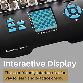 MILLENNIUM Europe Chess Champion - chess computer + 7 further games (draughts, Connect Four, Reversi etc.) for beginners & children. With compartment for pieces on journeys and while on the move