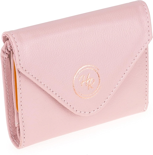 Porta Cartão Carteira Feminina couro Legítimo Slim para Cnh e Cartões C/fecho de imã (rosê)