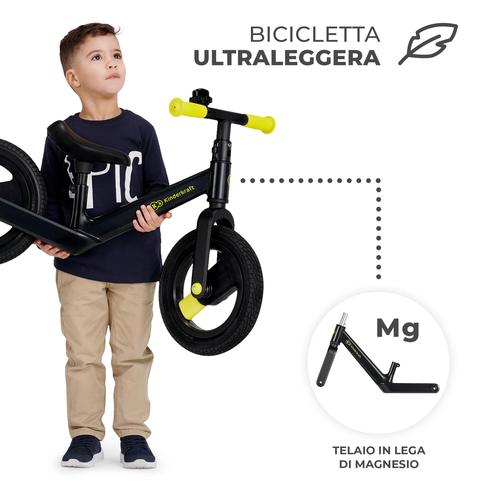 Kinderkraft GOSWIFT Bicicletta Bambini 3-5 anni 12 Pollici, Ultraleggero, Bici senza Pedali, Sella Regolabile