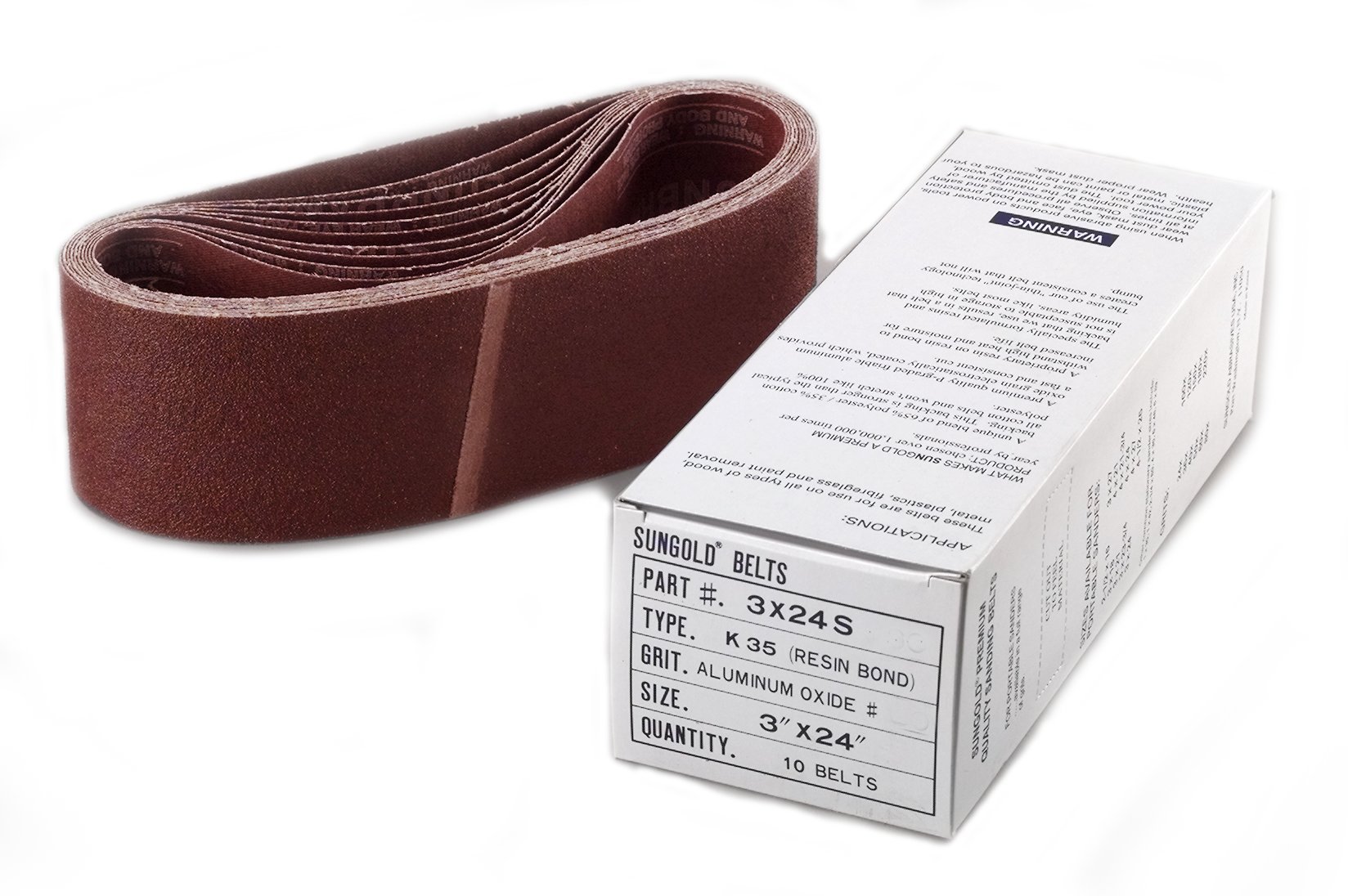 3" x 24" 80 Grit Sanding Belts- Box of 10, 64666
