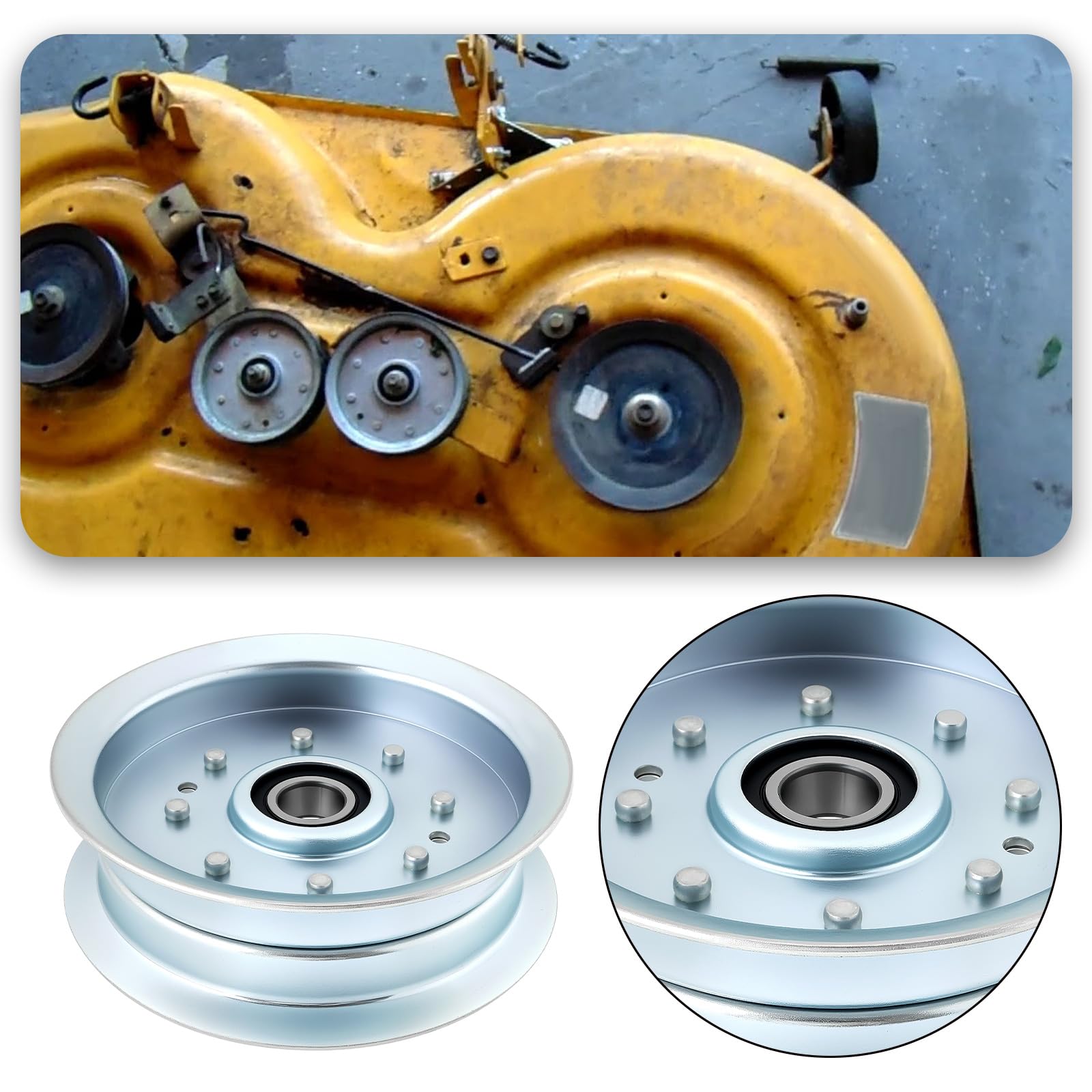 ECSiNG 1 polea tensora plana para cortacésped GY22082 GY20629 compatible con tractores de césped John Deere D100 D120 D140 Series