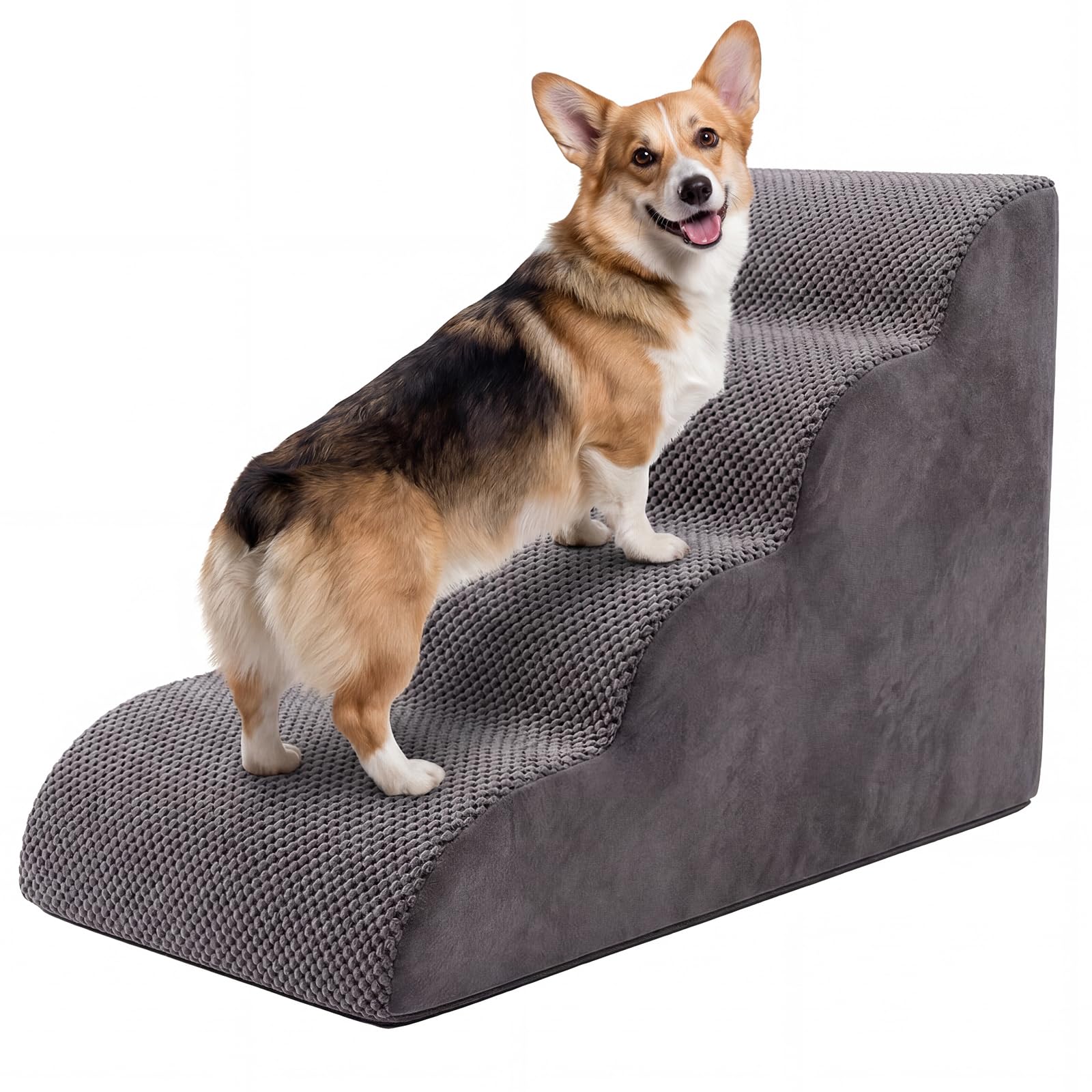 Panana Dog Stairs for Bed Sofa,Fits All Breeds, Joint-Friendly 4-Step, Non-Slip Pet Stairs for High Bed