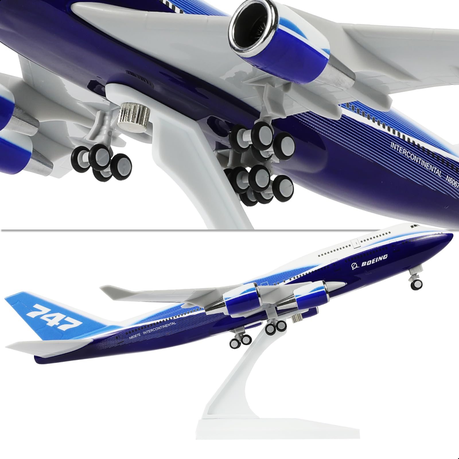 1/240 747 - Kit de prototipos de 30 cm para modelos de avión Boeing 747 de resina con soporte de exhibición. Ideal como regalo para adultos en cumpleaños, vacaciones