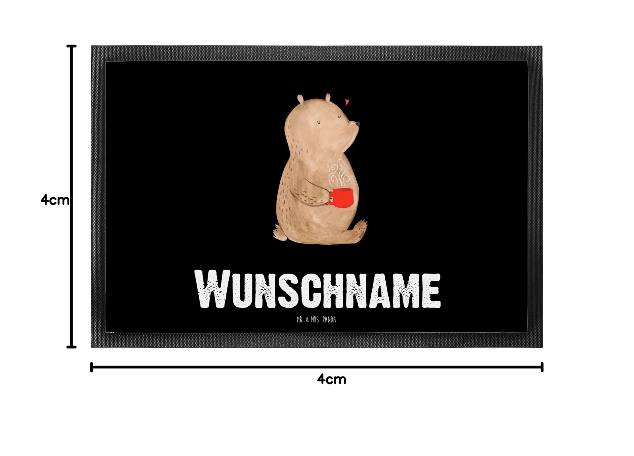 Mr. & Mrs. Panda Fussmatte personalisiert Bär Kaffee 40 x 60 cm - Personalisierte Geschenke, Fußmatte mit Name, Guten Morgen, personalisierbar, Teddy, Namen, Bären, Coffee, Motivation
