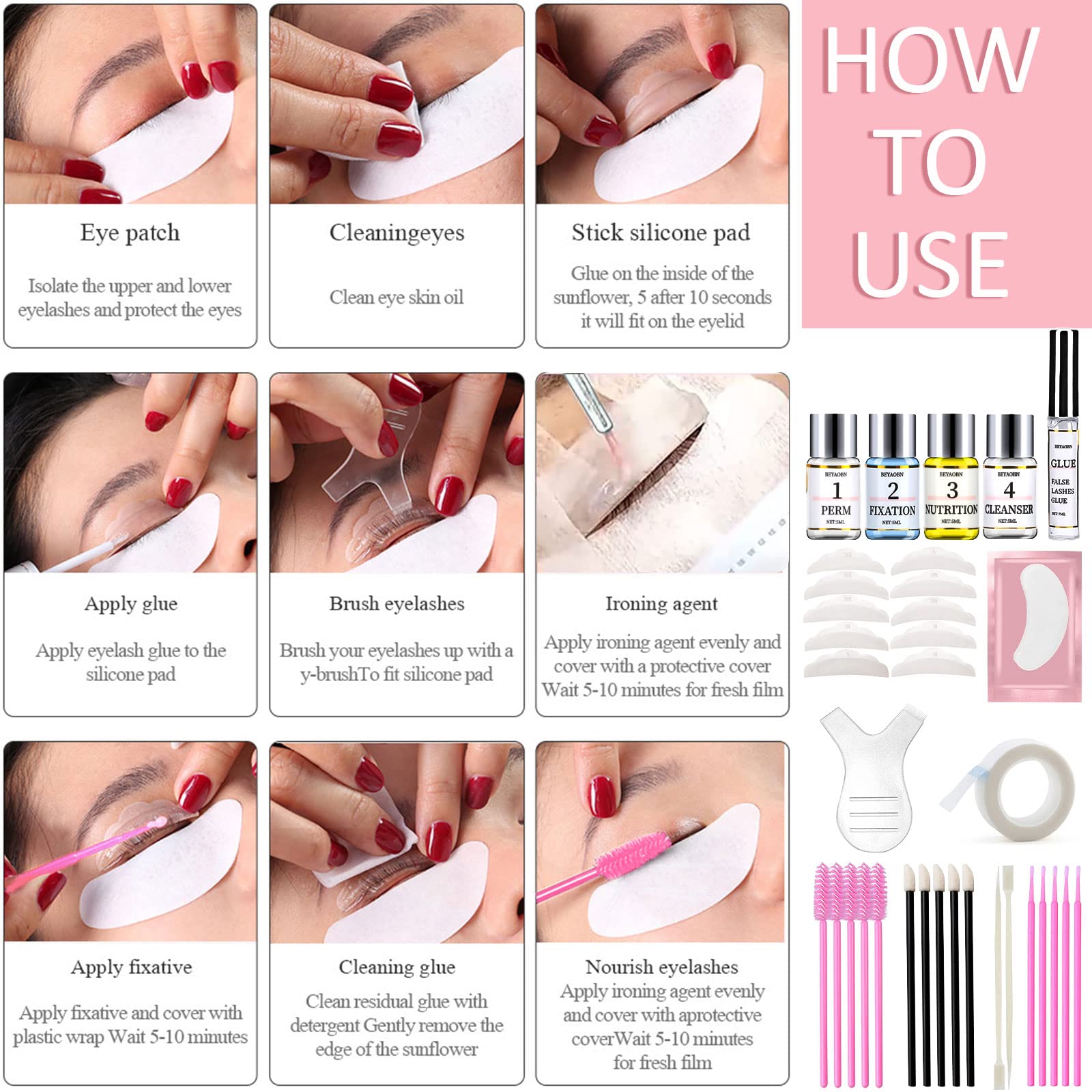 Kit Rehaussement de cils,Eyelash Perm Kit,Rehaussement Cils Kit,Professionnel Semi-Permanent Curling,Perming Wave Kit d’extensions de Cils,Kit de Cils Perm Convient ​pour le Salon de Beauté - 3