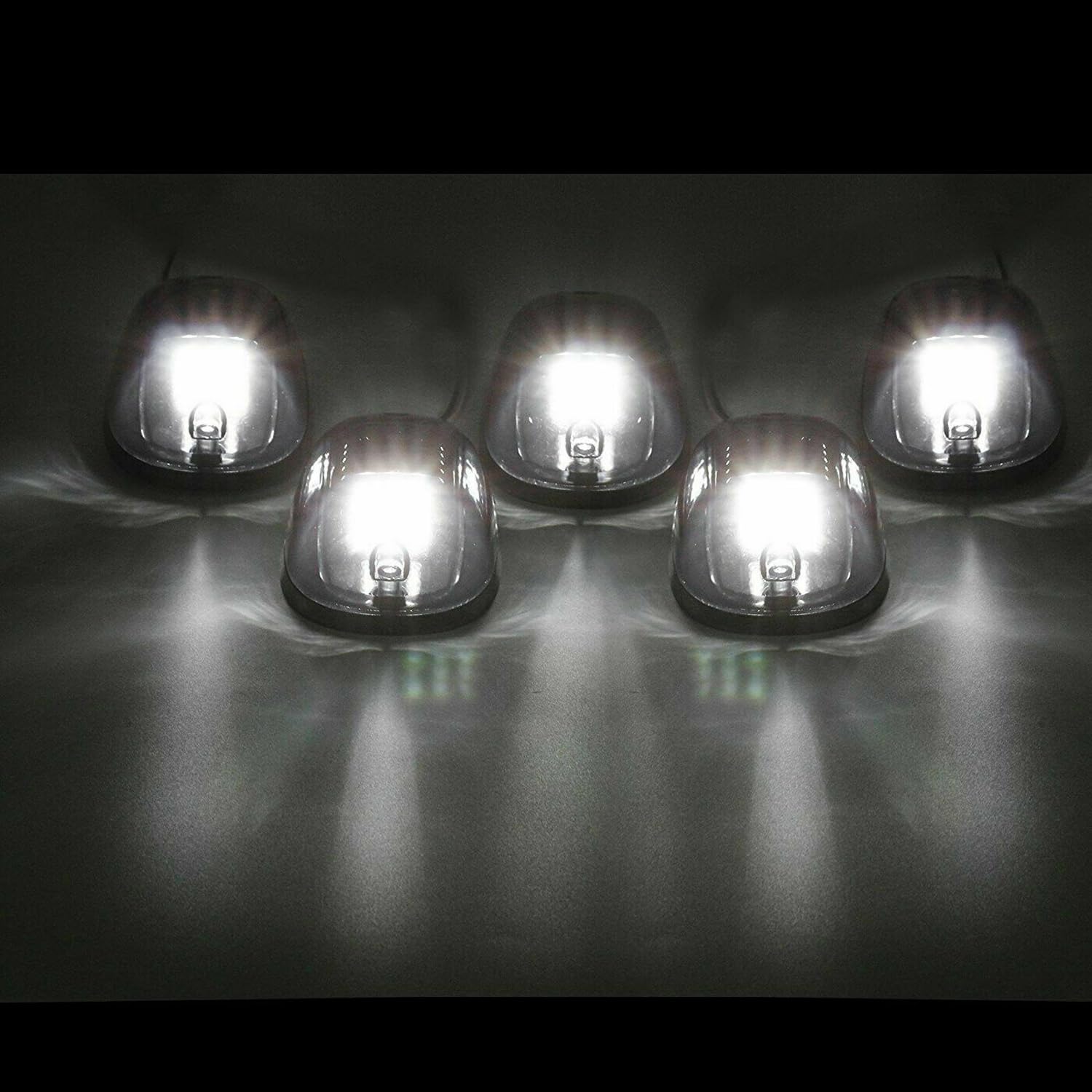 Riloer Luci per tetto cabina fumè, 5PCS LED Luci per tetto bianche Luci ingombro led 12V 24V Lampada Piranha per auto Rimorchi Camion