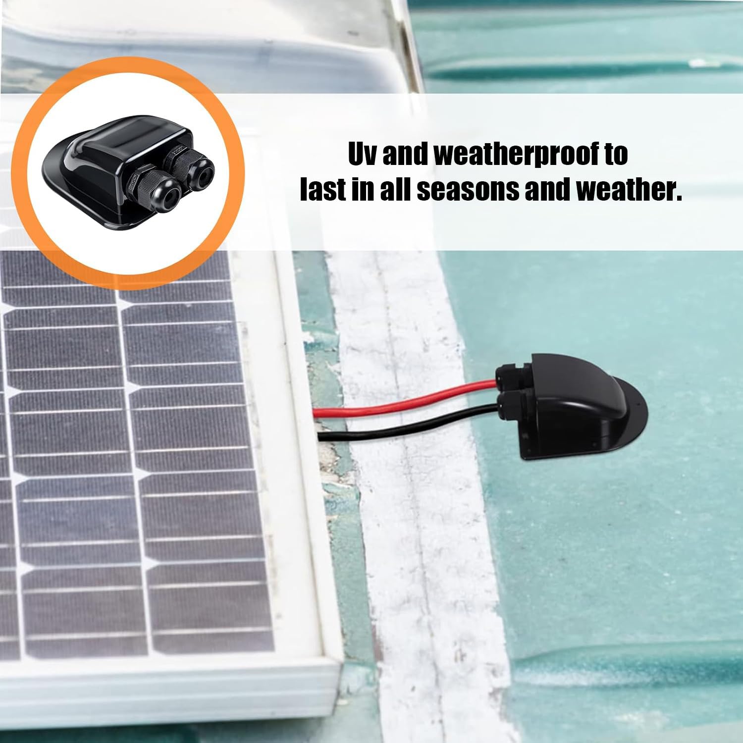 Negro 2 piezas de pasador de techo, pasador de cable, resistente al agua, para instalación solar, autocaravana, barco, aire acondicionado