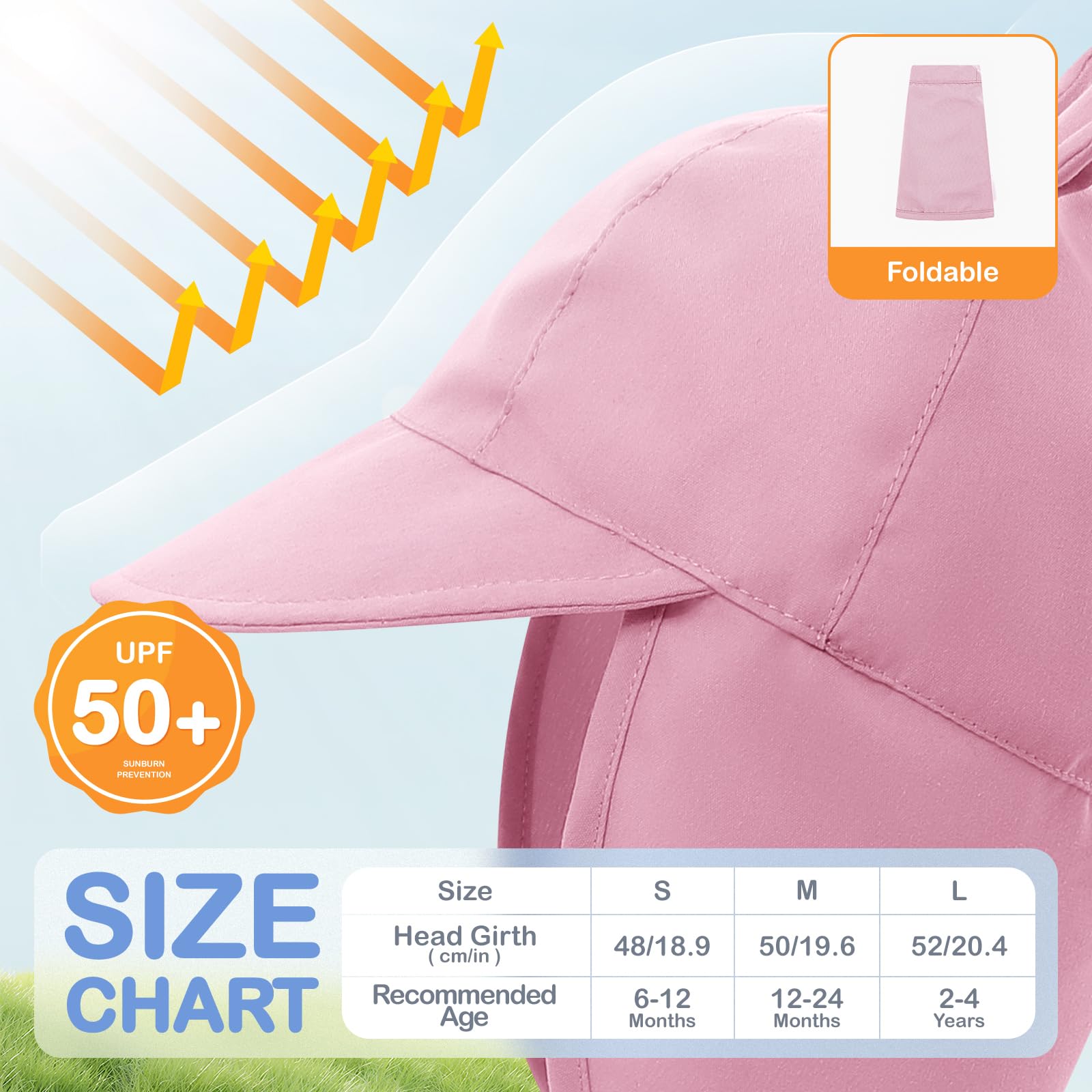 MK MATT KEELY 2 PCS Sombrero de Sol Bebé Gorro de Playa Protección UV Verano Niños Niñas con Protección de Cuello