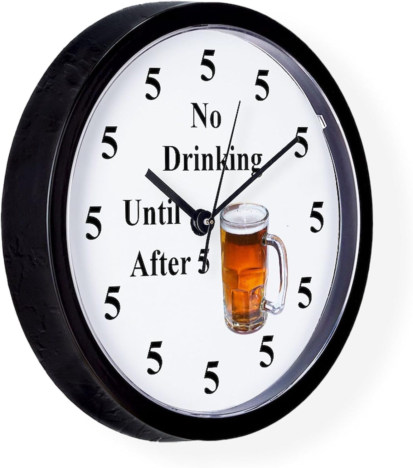 CafePress No Drinking Until After Five 10" Wall Clock for Livingroom, Kitchen, or Office