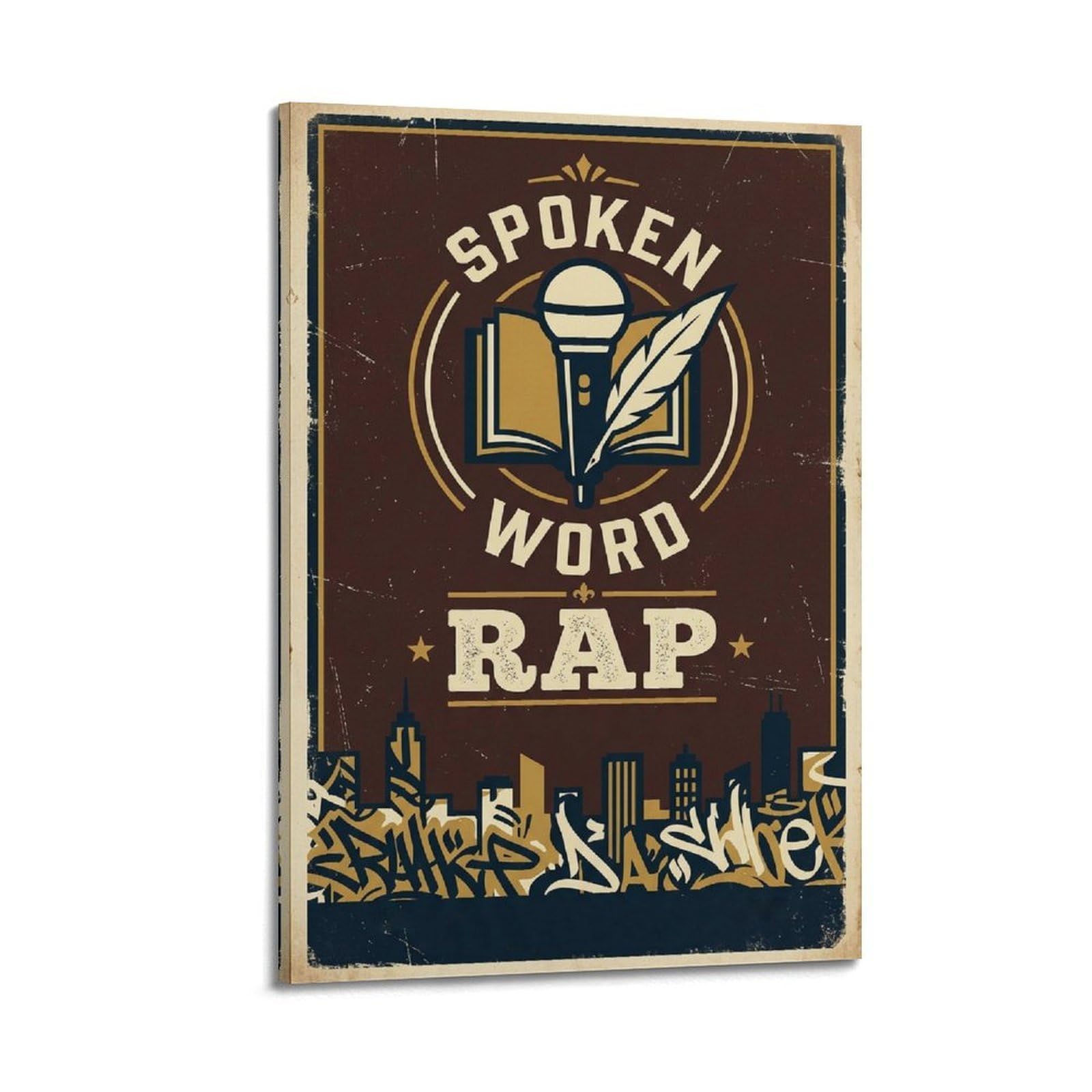 OKNGB Stampa artistica da parete in stile vintage con poesia hip hop, poster decorativo da parete su tela, poster decorativo per camera da letto, poster decorativo per camera da letto (60 x 90 cm)