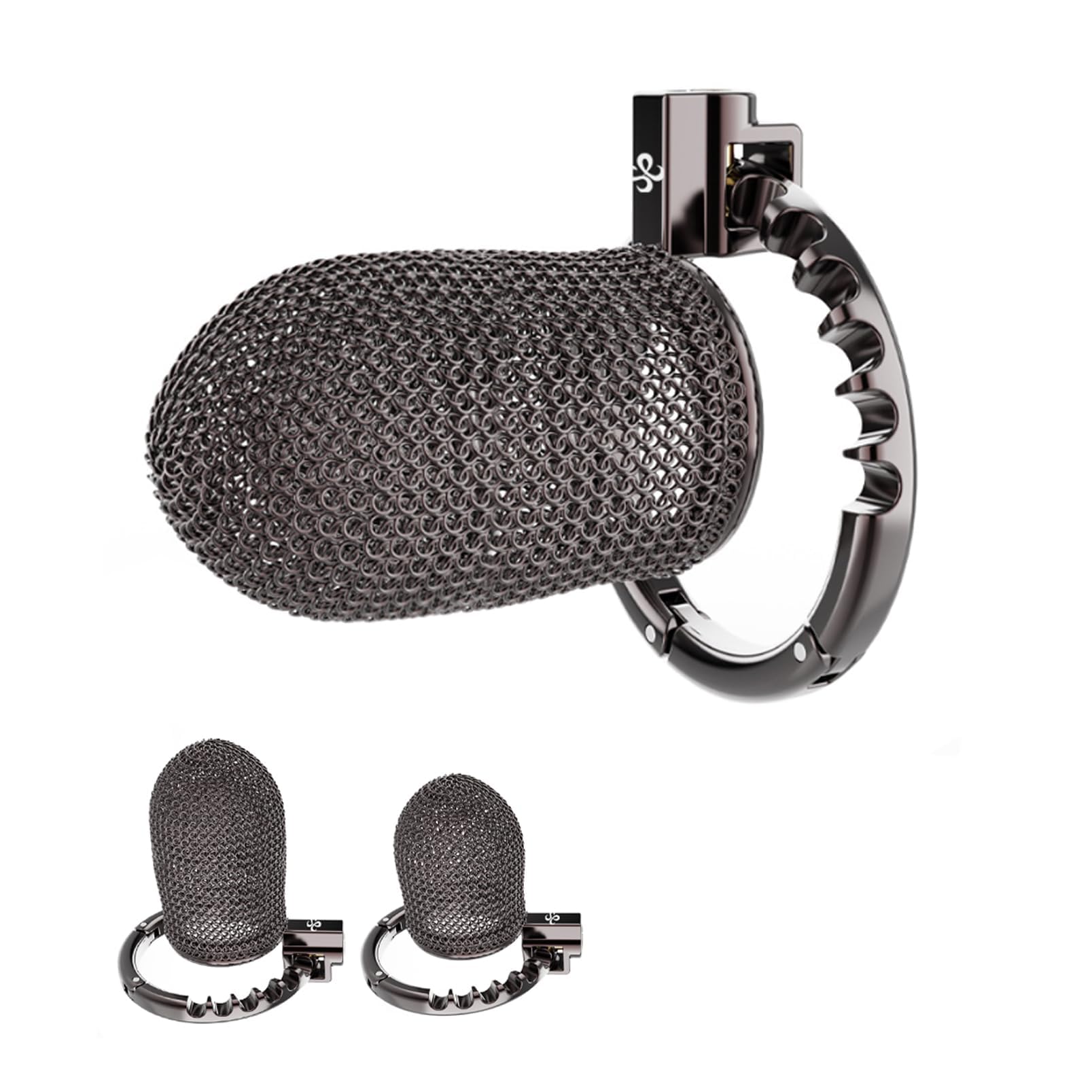 Gabbia del pene in 2 lunghezze Mesh castità gabbia uomini giocattolo del sesso con 7 dimensioni regolabili anello metallo gabbia di castità per gli uomini pene SM Bondage (Black,L)