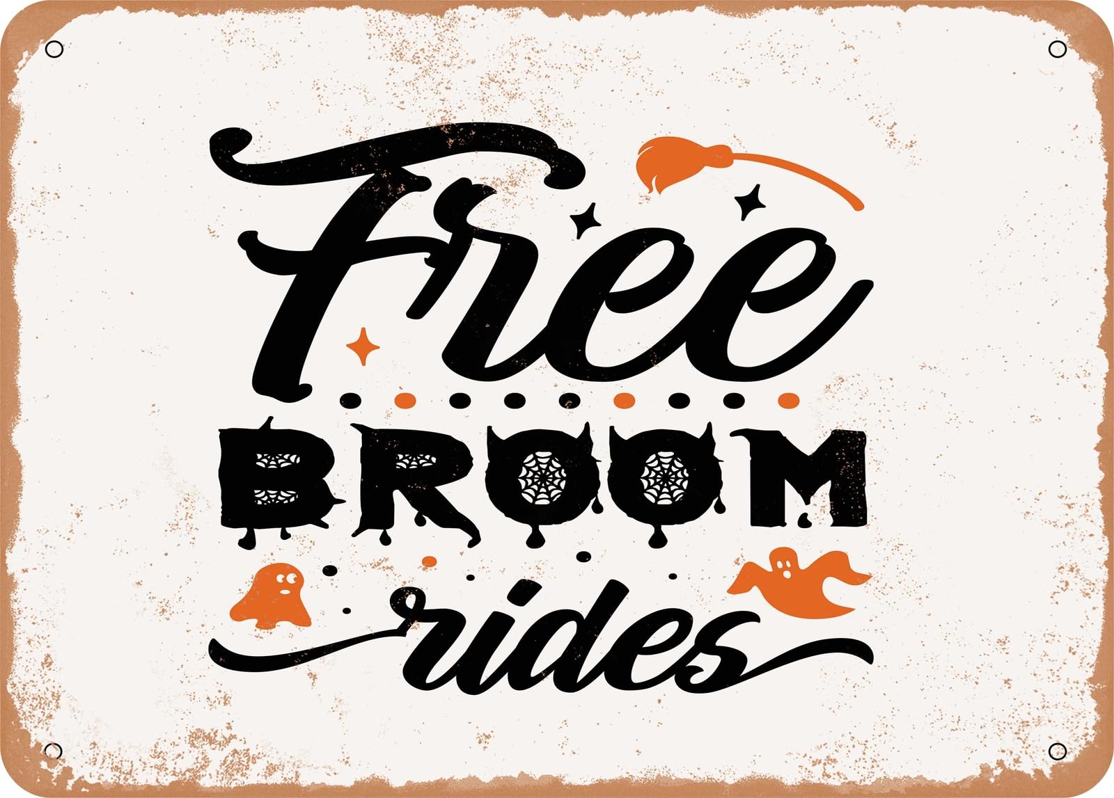 Metal Sign - Free Broom Rides - 4 - Vintage Look Sign home decor