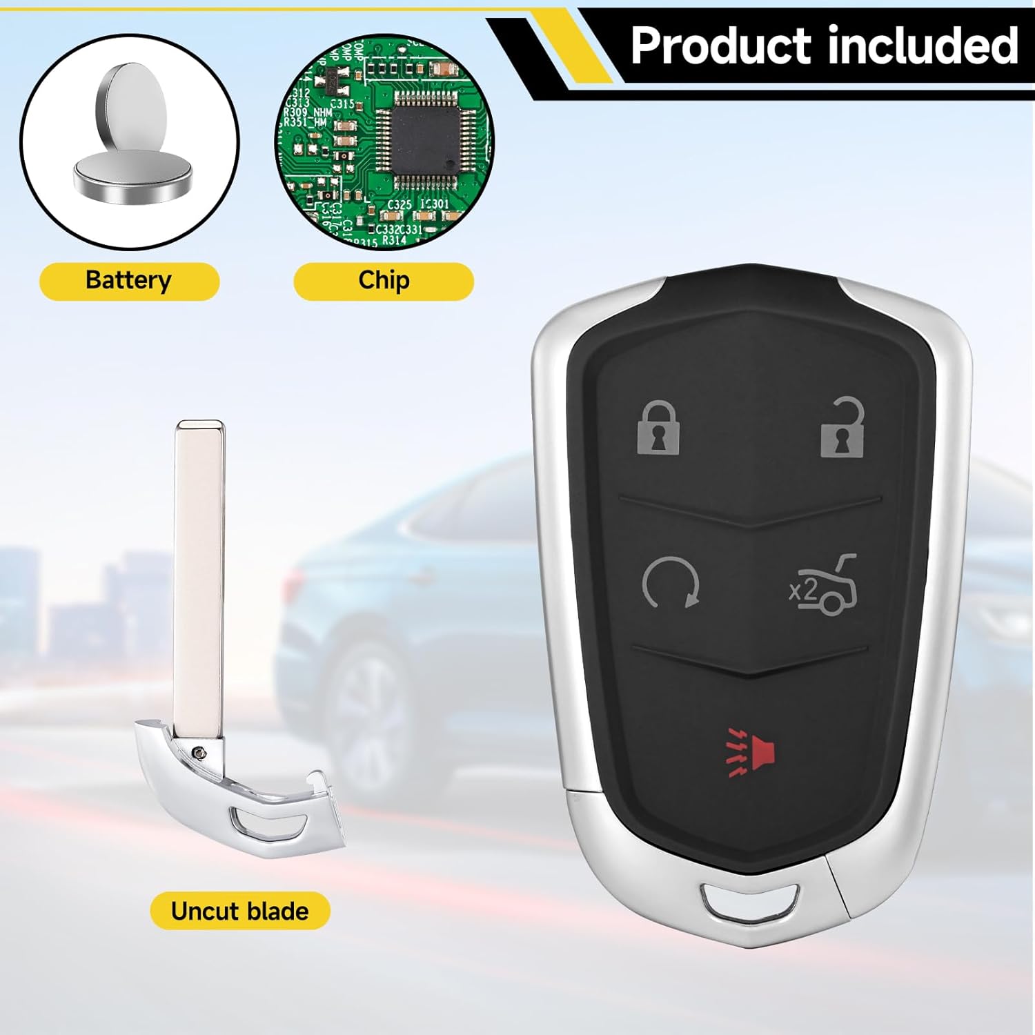 Key Fob Replacement Fits for Cadillac ATS CTS Escalade SRX XTS 2014 2015 2016 2017 Smart Proximity Car Keyless Entry Remote Control 315Mhz HYQ2AB 13544042 13510255 13598503 13598538 13510236 - Image 4