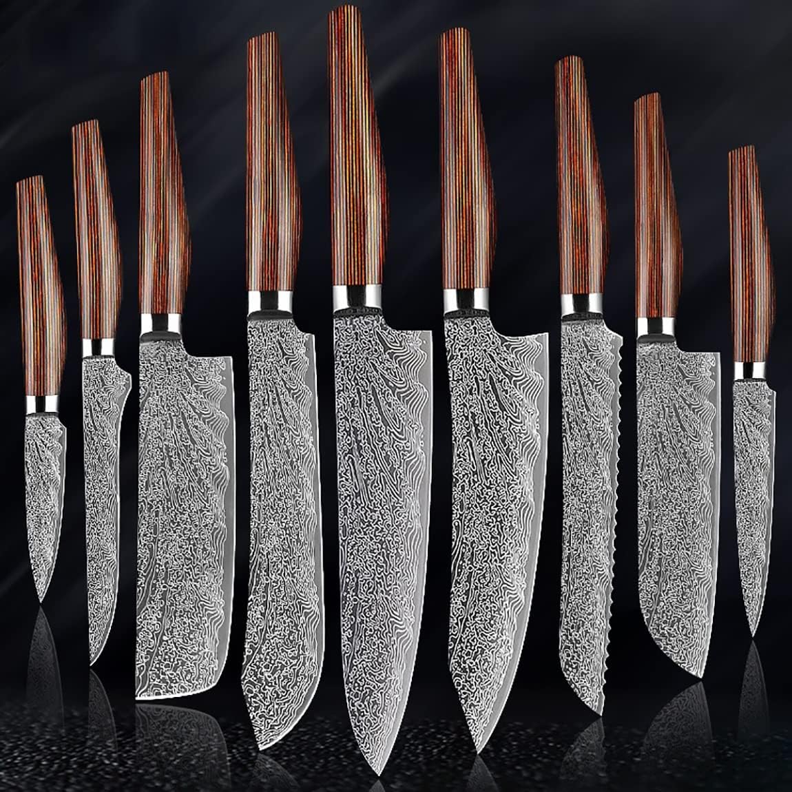 Set Cuchillos Cocina 9 Piezas Acero Inoxidable Forjado