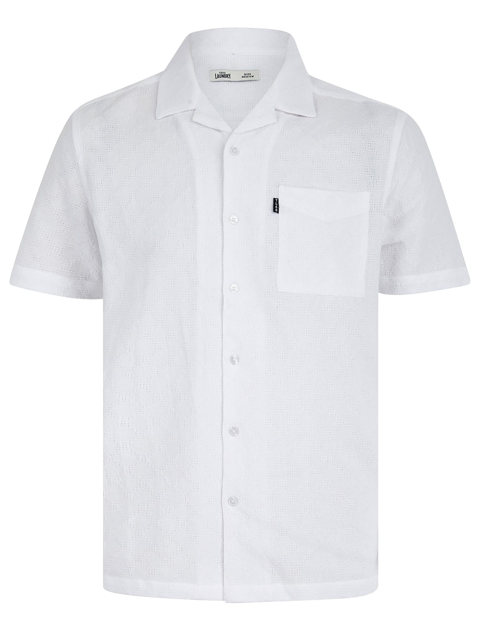 Tokyo Laundry Men's Snow White 'Alvaro' Lightweight Cotton Short Sleeve Cuban Collar Summer Shirt