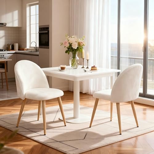 Lightdot Juego de 2 sillas de comedor, cómodos asientos de terciopelo, sillas de sala de estar modernas de mediados de siglo, sillas de cocina
