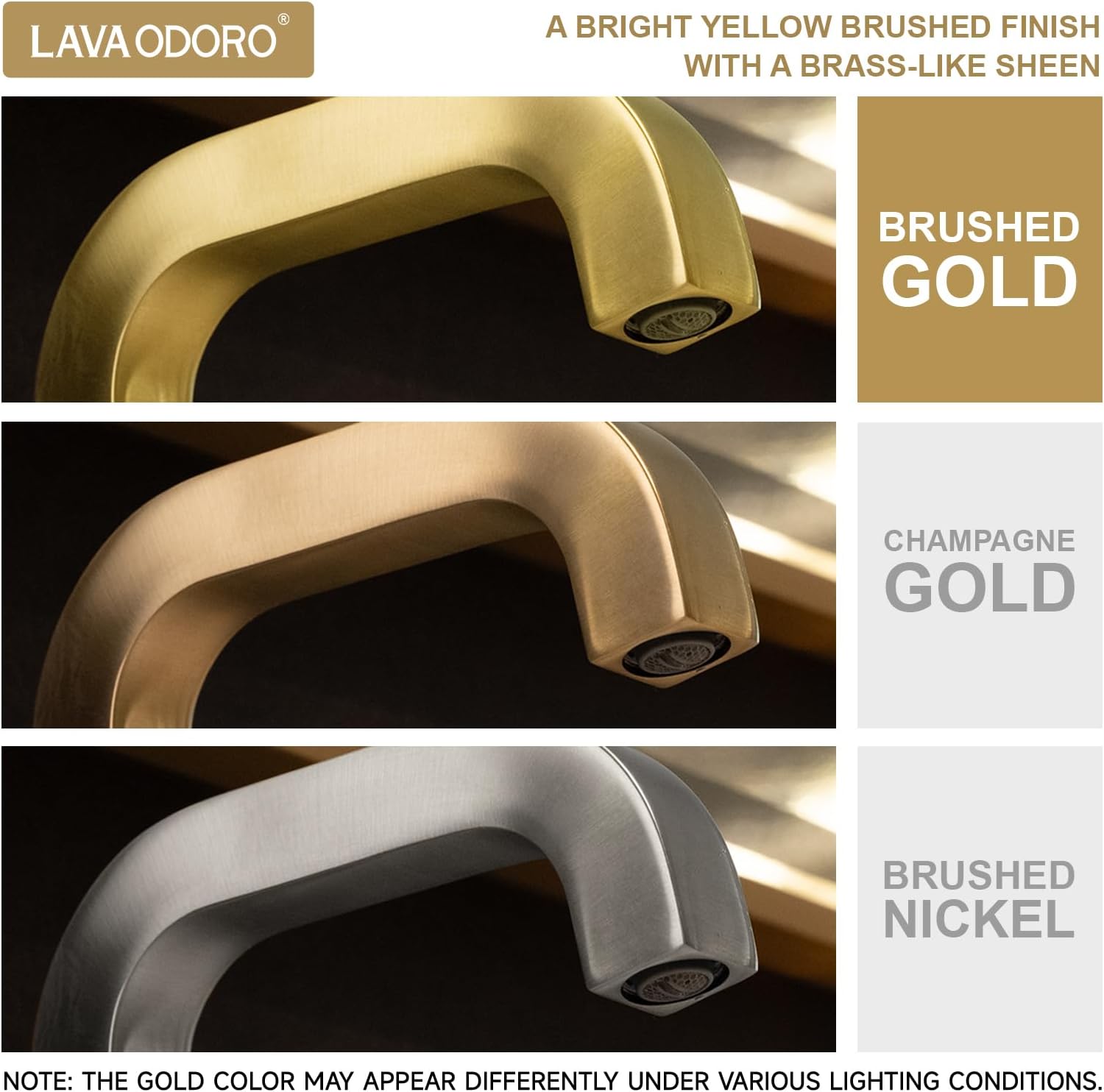 Lava Odoro Gold Bathroom Faucet Single Handle, Brushed Gold Faucet for Bathroom Sink 1 or 3 Hole Soild Brass with Drain Assembly Deck Plate Included, BF204-SG