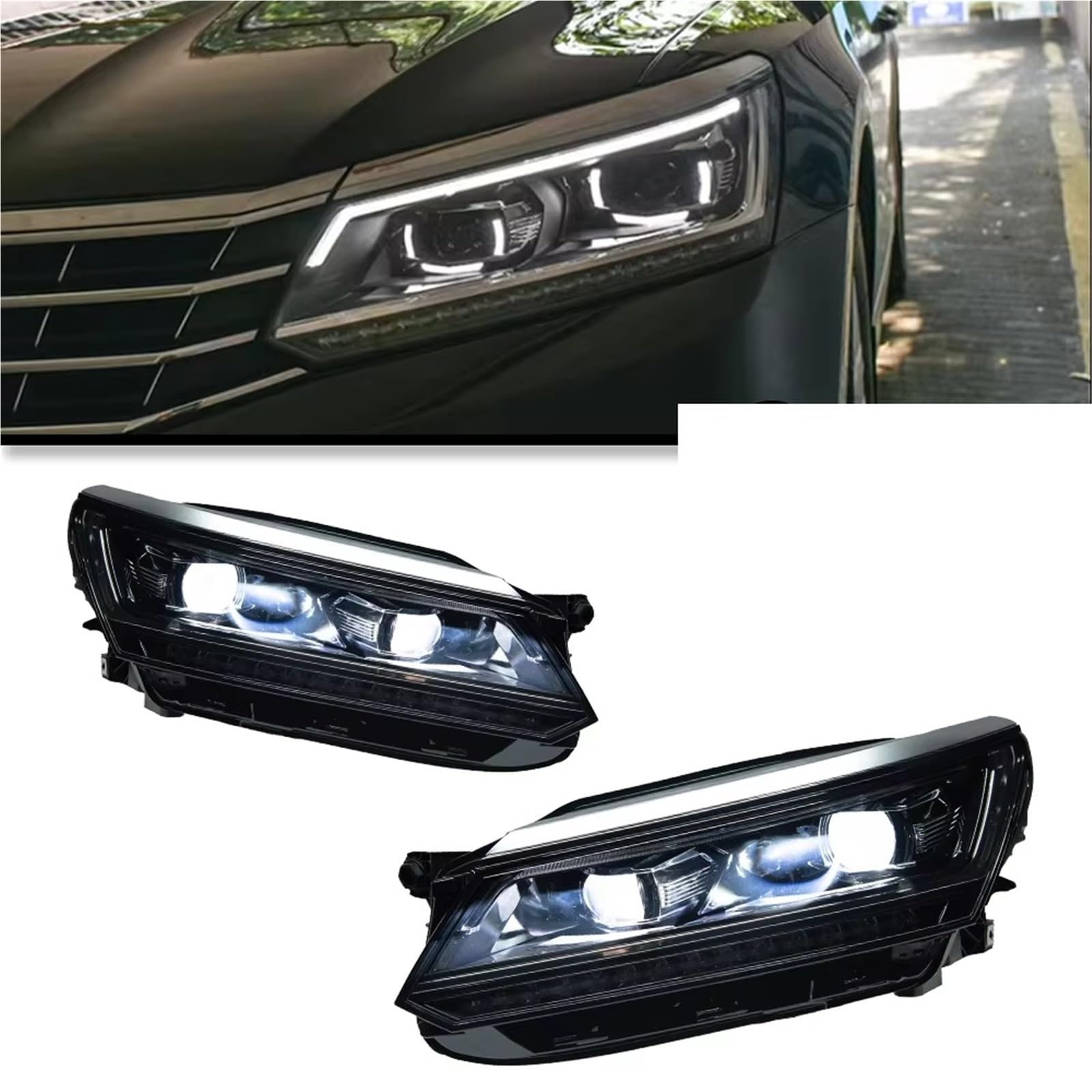 Gruppo fari per Auto Passat B8 2016-2018 Luci diurne USA Doppio proiettore Accessori per Auto Fari modificati