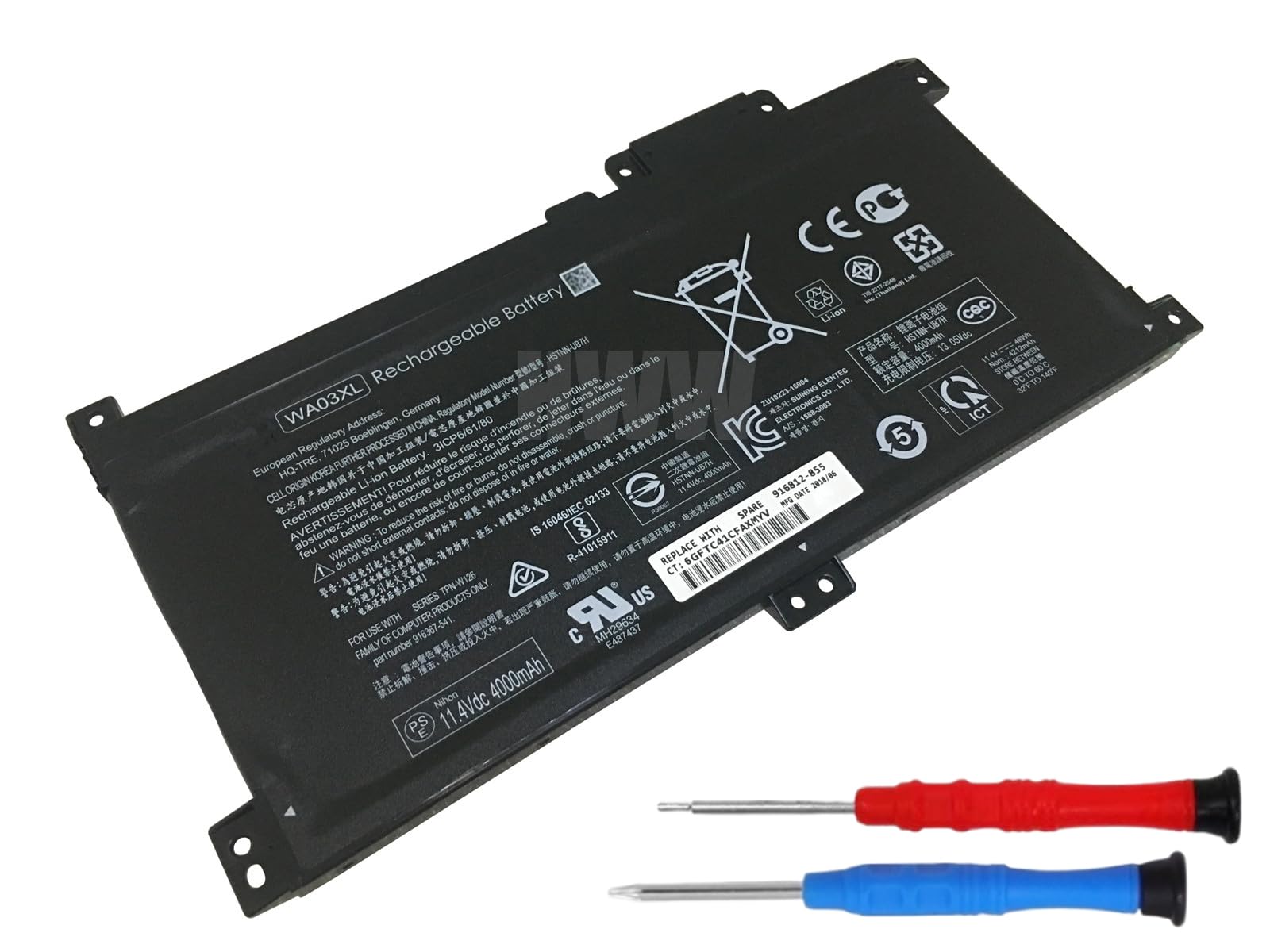 Vhbw Batteria Compatibile Per HP Mini 110-3000 Serie - 4400mAh, 11,1V, Li-Ion - Sostituisce 607763-001, HSTNN-DB1U