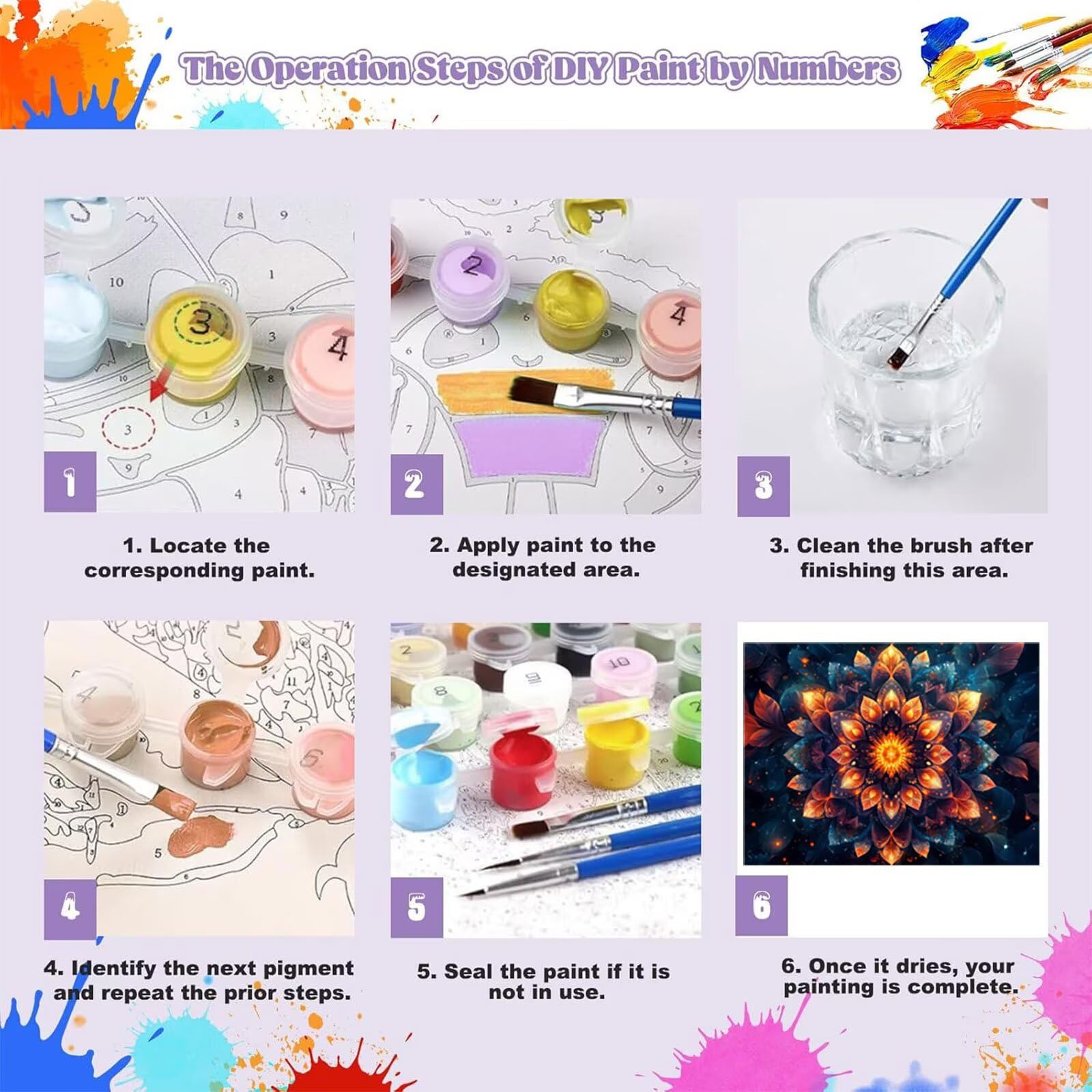 Sogno Dipingere con i Numeri Adulti Mandala Dipingere con i Numeri Regalo Bambina 7 Anni, Hobby Creativi Adulti Painting by Numbers Kit Pittura Bambini, Decora Casa 90x120cm Senza Cornice H - 743