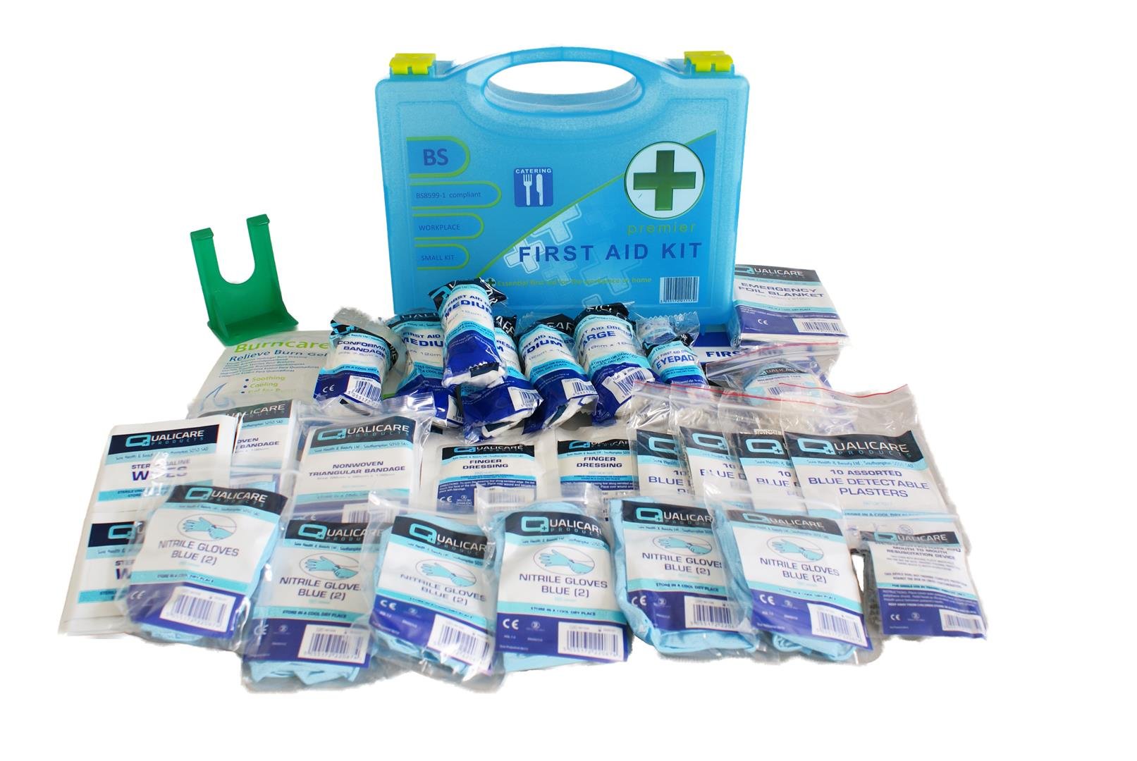 Qualicare BSI Premier pequeño primeros auxilios botiquín con soporte de pared
