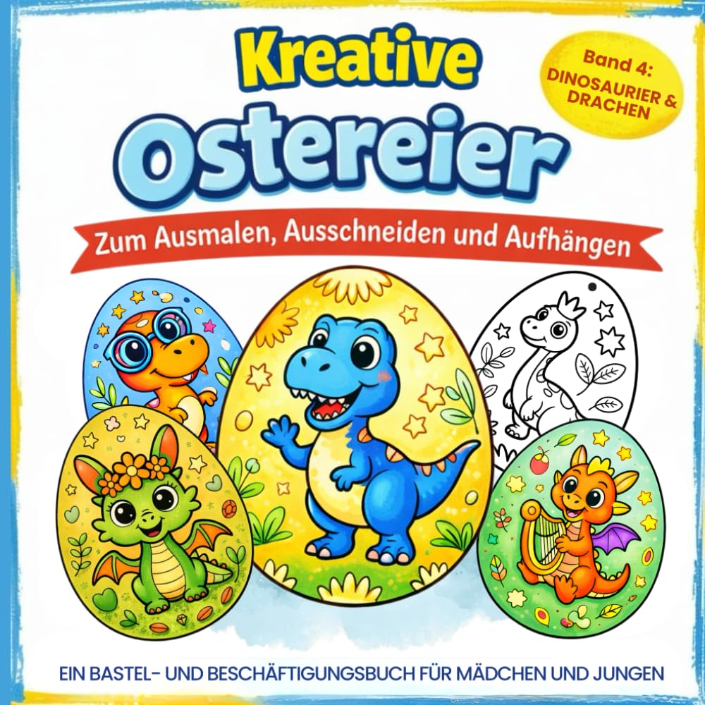 Kreative Ostereier – Malbuch Ostern für Kinder: Band 4: Dinosaurier & Drachen | Ausmalbuch & Bastelbuch – ideales Geschenk zur Beschäftigung in der Osterzeit für Mädchen und Jungen