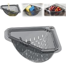 Magnetic Triangle Sink Strainer, Magnetic Corner Sink Strainer Drain Basket for Kitchen Sink, Corner Drain Rack for Food Scraps, Produce Rinse Basket, No-Drill Corner Mount Kitchen Accessory 1