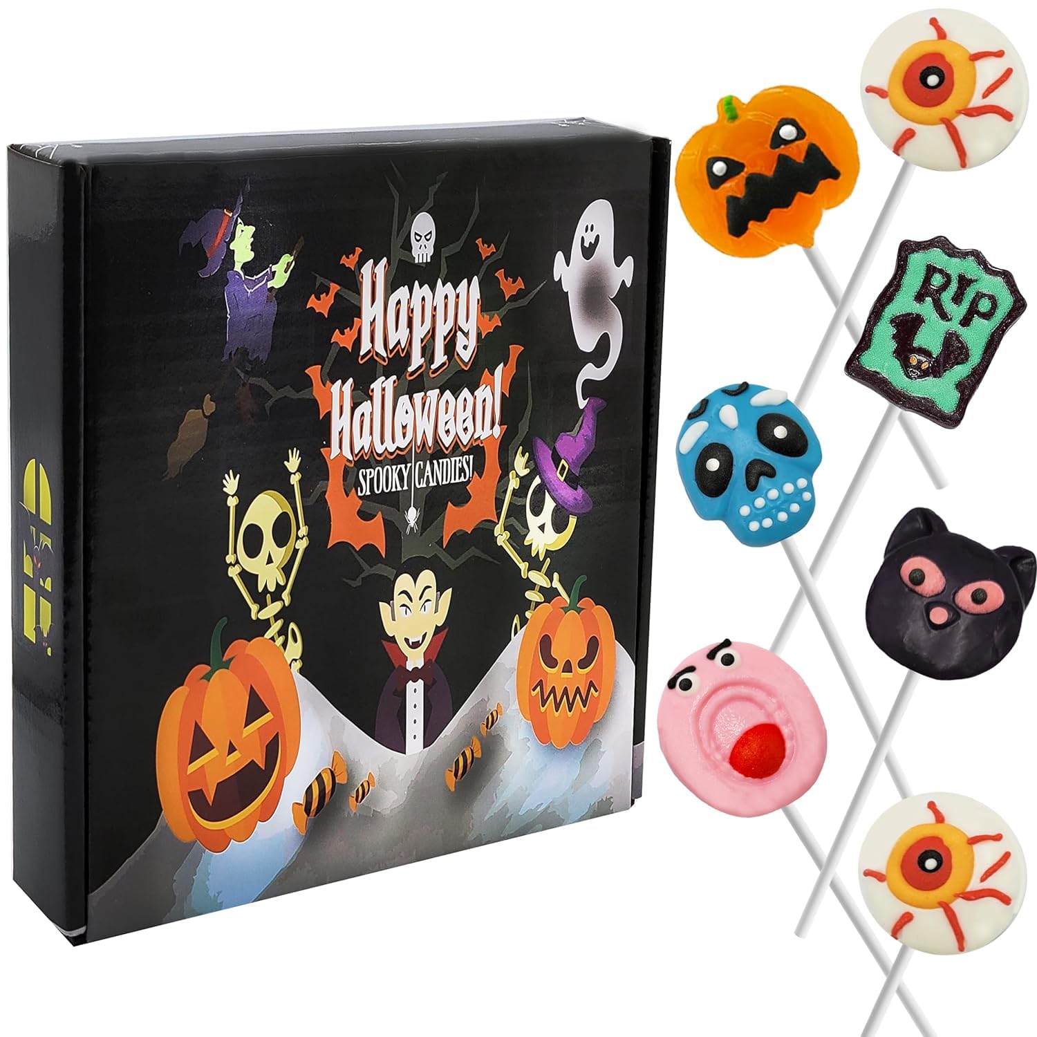 Fruidles Halloween Lollipop Suckers Candy, Spooky Candies, Great for Halloween Party Goody Bag Fillers, Individually Wrapped (96-Pack)