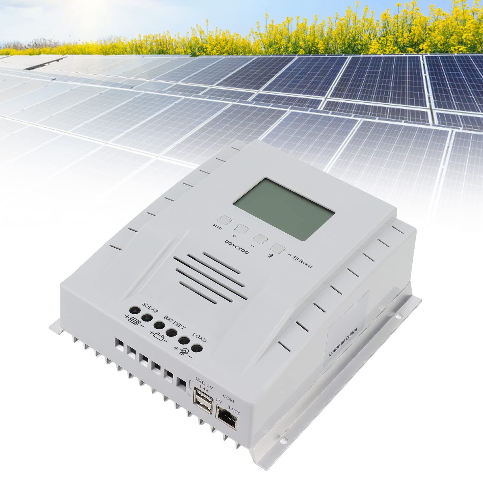 Cocoarm Kontroler Słoneczny MPPT Solarny Regulator 60A 12V 24V, Aluminiowy Regulator ładowania Słonecznego ABS Wejście 100V, 99% śledzenia 98% Konwersji dla Domowych Przemysłowych Systemów