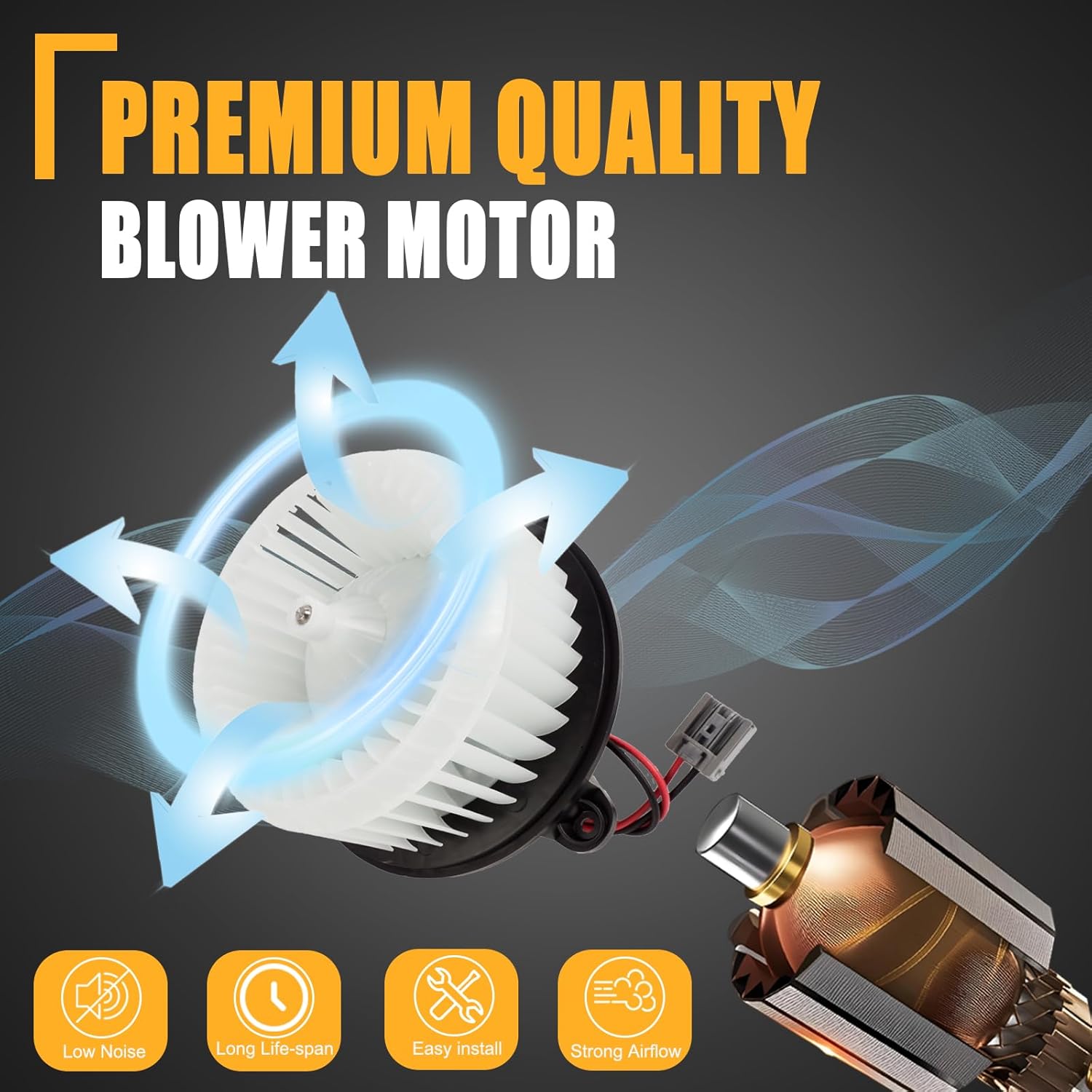 GSPSCN 700315 AC Blower Motor with Fan for Dodge Dart 2013 2014 2015 2016 - HVAC Heater Blower Motor Replaces# 68163782AA, 68225055AB, PM4050, 2311894, 76971,700315