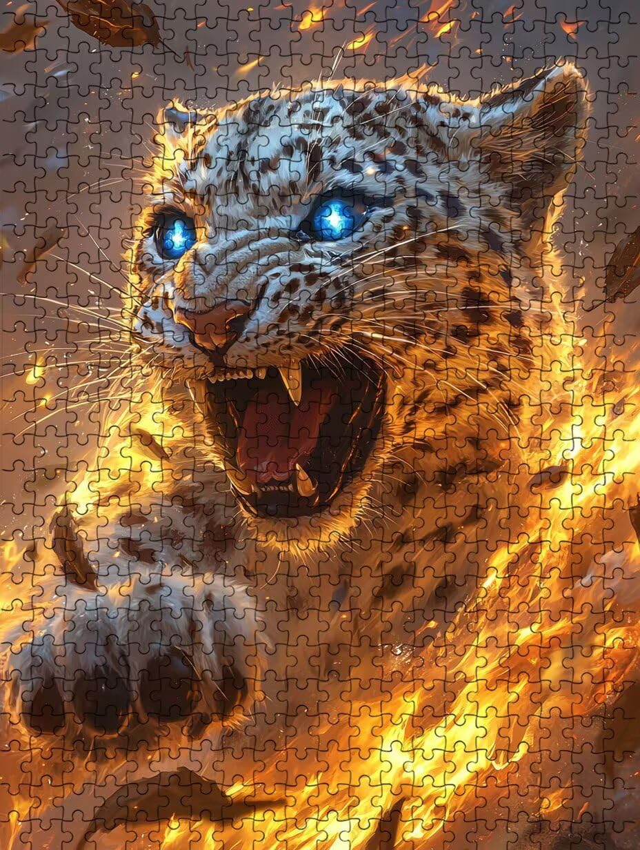 Tiger Flamme Puzzle 4000 Teile, Klassische Puzzles, Geschicklichkeitsspiel Puzzle für Erwachsene, Puzzlespiele für Die Ganze Familie, Mit Schöner Verpackung, Dekoration Puzzles DX0YL3-563