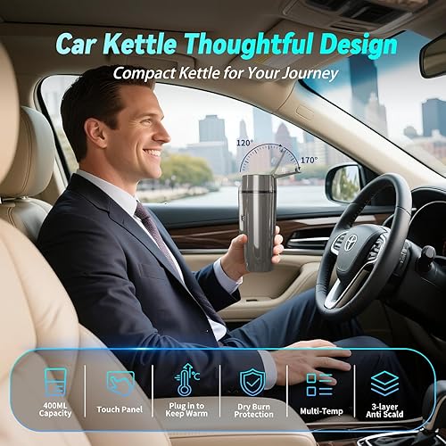 Miniatura 2 de Hervidor eléctrico de automóvil para viajes FVPE - Hervidor de agua eléctrico pequeño de 12 V24 V, control multitemperatura, caldera de agua