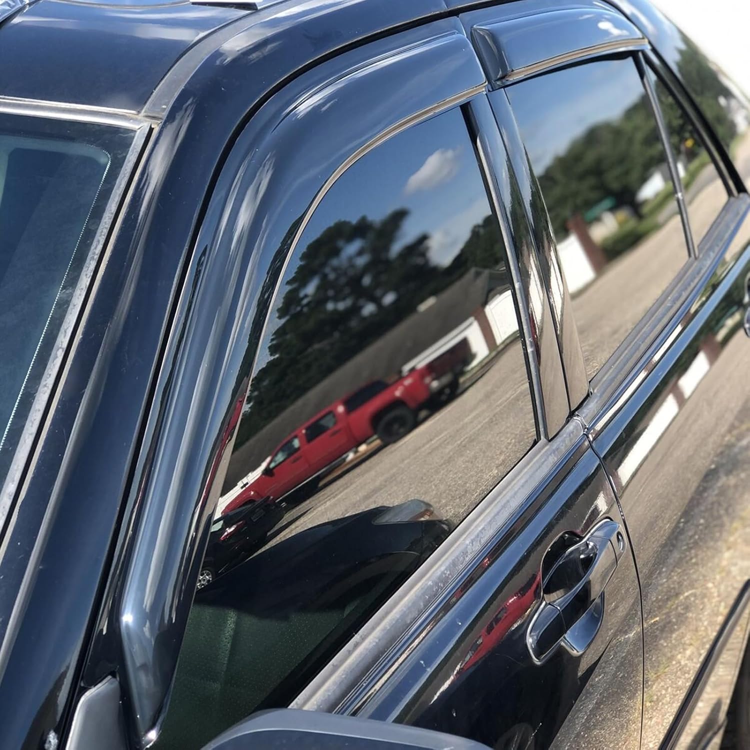 FREEMOTOR802 Tape-on Window Visors Compatible with 2001-2005 Lexus IS300, Rain Guards Side Window Wind Deflectors Vent Visors Slim Style Smoke Tinted Acrylic 4 PCS