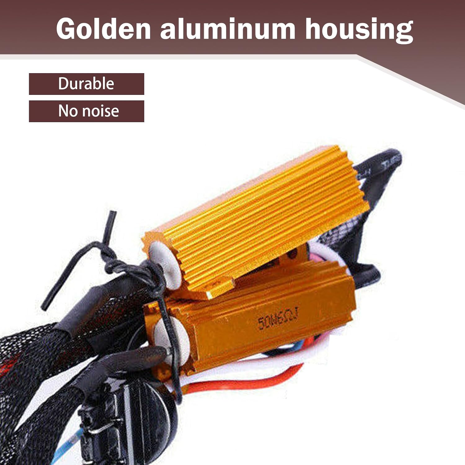 Downhill 2 PCS Car 3157 LED Error Decoder, 50W 6 Ohm LED Light Decoder, Brake Light Resistor Decoder, Bi-Filament Fog Lights Daytime Running Harness Adapter, for T20/3157/4157 Light Bulb (3157)