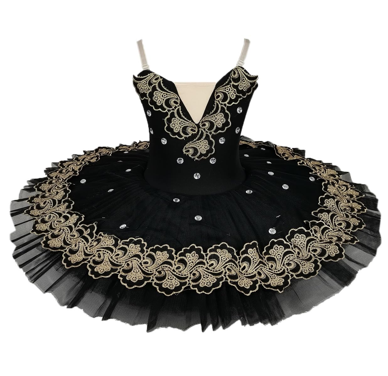 Mädchen Kinder Schwarz Professionelles Pancake Ballett-Tutu, Schwanensee-Motiv Ballettkleid, tanzaufführungen