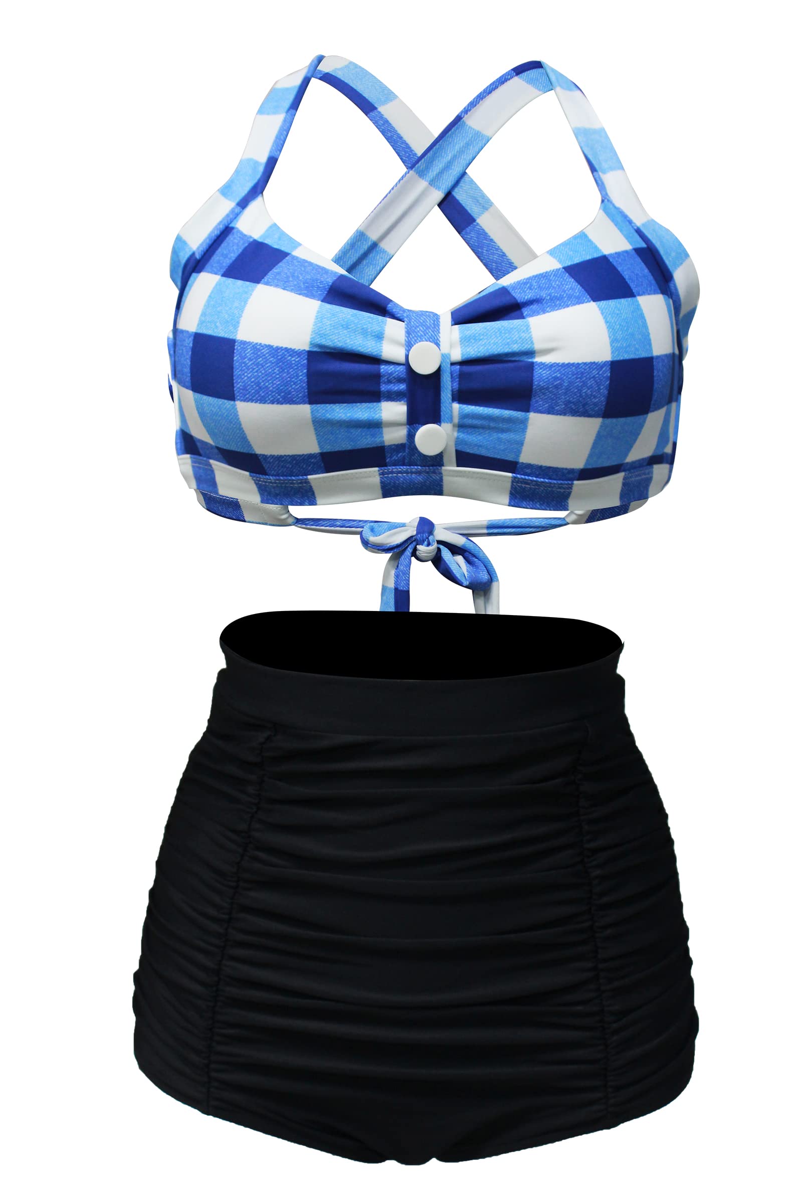 Viloree Costume da Bagno Donna a Vita Alta in Due Pezzi Stampa Floreale Bikini Halter Regolabile Costume da Bagno