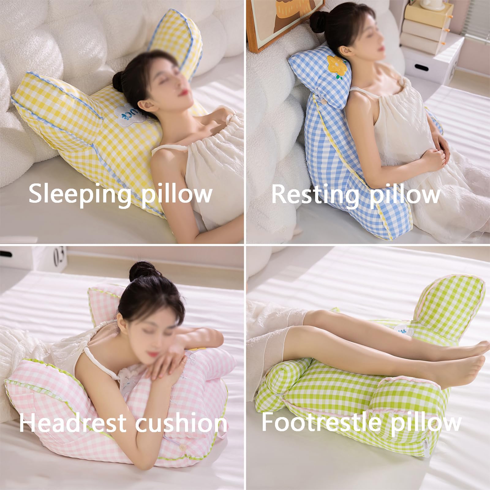 Almohada de Lectura para Sentarse en la Cama, sofá, Respaldo con Soporte para Brazos y Bolsillos Laterales para Adultos y Adolescentes, Descansar, Leer Ver televisión,Blue-65 * 55cm