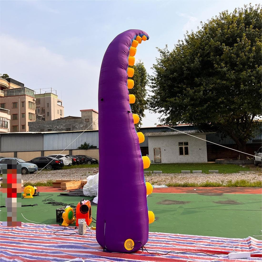 Giant 12FT Lighting Inflatable Octopus Tentacle, Octopus arm Octopus Legs with Blower for Halloween, Outdoor Events, Commercial Performance Activities, Stage Roof Party Decor (Purple B)