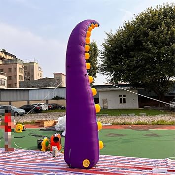 Giant 12FT Lighting Inflatable Octopus Tentacle, Octopus arm Octopus Legs with Blower for Halloween, Outdoor Events, Commercial Performance Activities, Stage Roof Party Decor (Purple B)