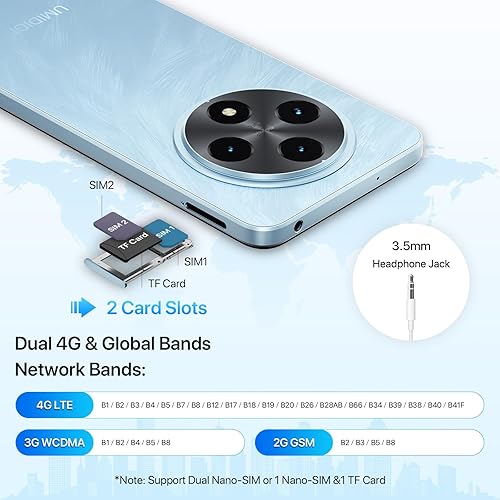 Miniatura 4 de UMIDIGI Teléfono celular desbloqueado G100 Android 14, 6.9 pulgadas HD+ 120 Hz, octa-core 16 GB +256 GB expandir 1 TB, teléfono inteligente