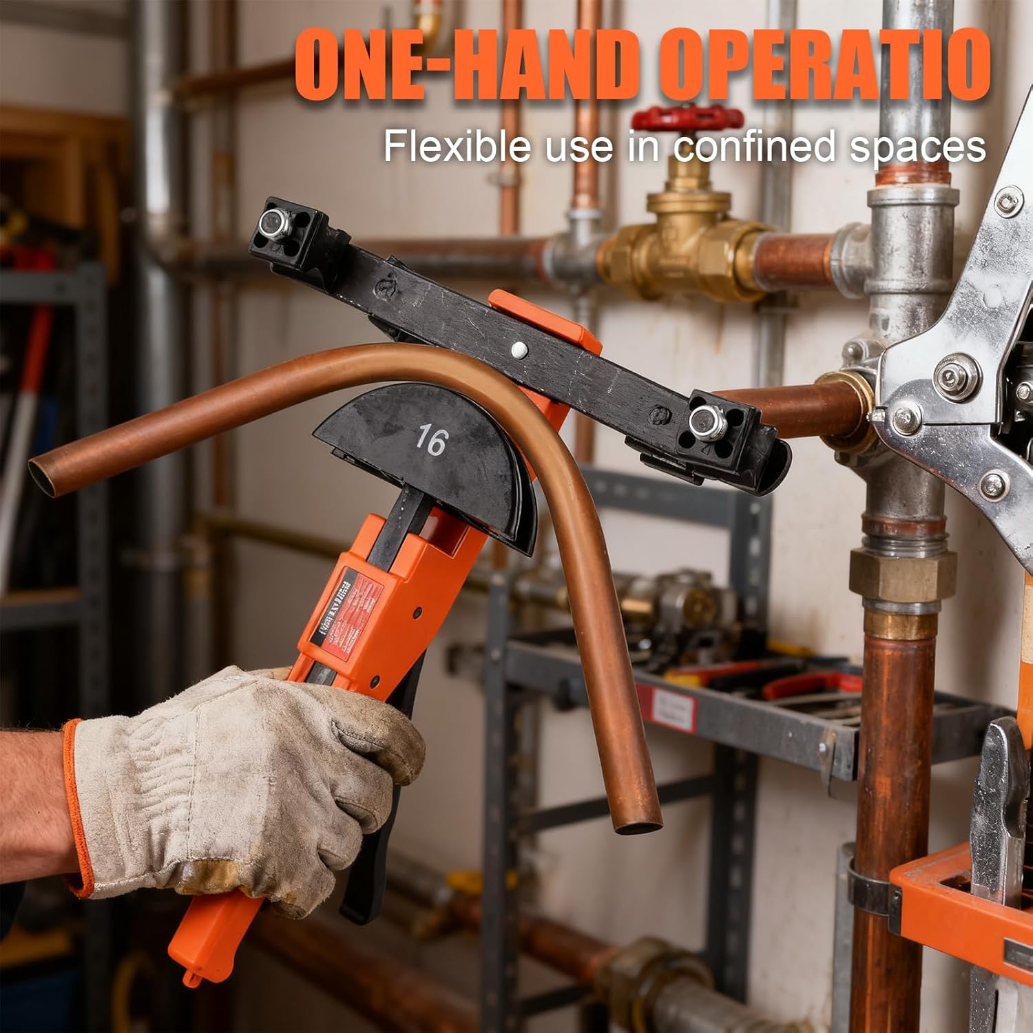 HZLZRZ Copper Pipe Bender Kit, 90° Forward and Reverse Bend tubing bender, 7 Adjustable Dies for 1/4" to 7/8" O.D. Soft Copper Tubing, Precision Tube Bending Tool for HVAC, Refrigeration, Automotive