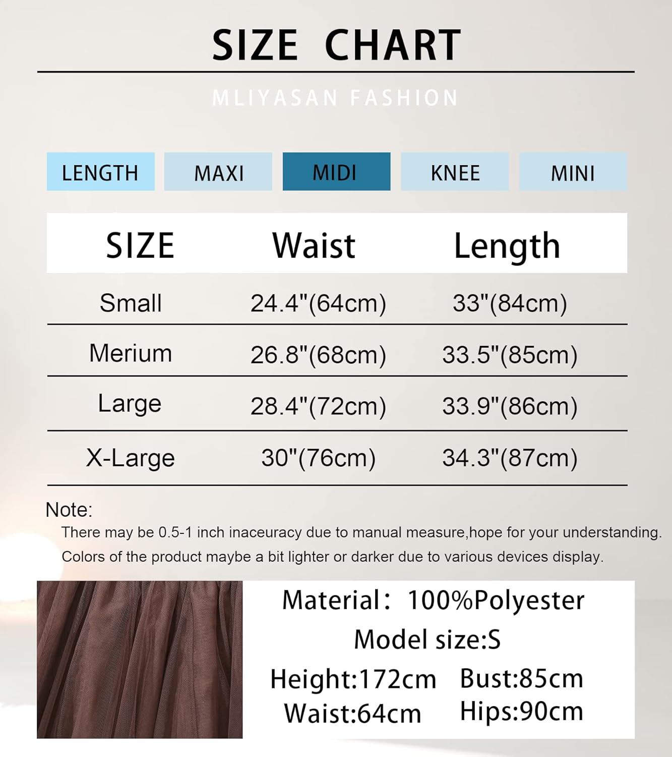 Women's Tulle Skirts Midi Elastic High Waist Togo Ubuy