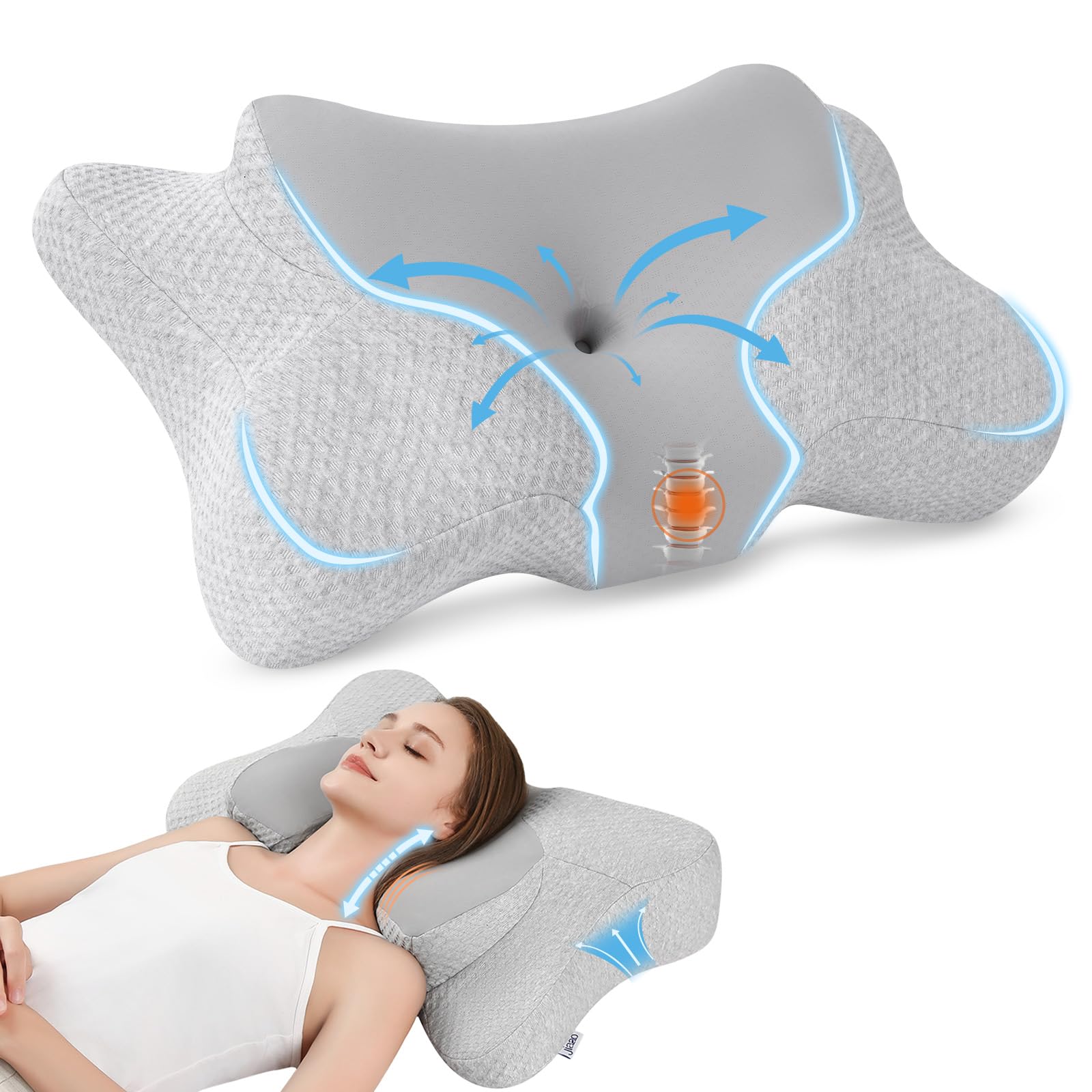 Oreiller cervical contre le mal de cou et taie fraîcheur soyeuse